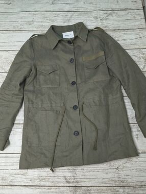 Emerson Fry Little Army Green Linen Fully Lined Jacket USA Made Small EUC